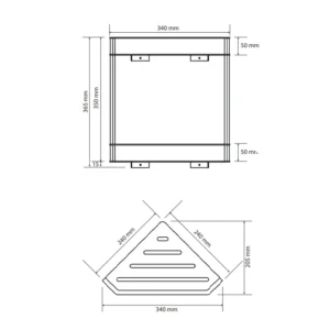 Tehnički crtež duplog ugaonog držača za tuš Bemeta Cytro dimenzije