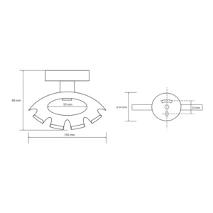 Tehnički crtež držača čaše Bemeta Dark dimenzije