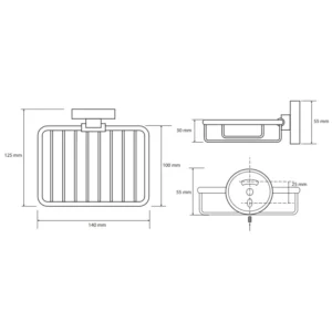 BEMETA držač sapuna tehnički crtež dimenzije