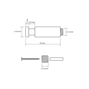 BEMETA vešalica dimenzije 16x16x55 mm