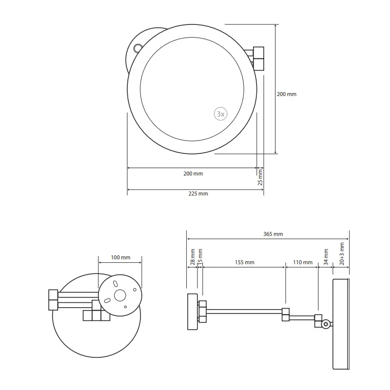 BEMETA ogledalo dimenzije 225x200x365 mm