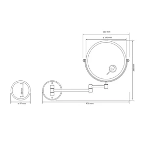 BEMETA ogledalo dimenzije 230x300x430 mm