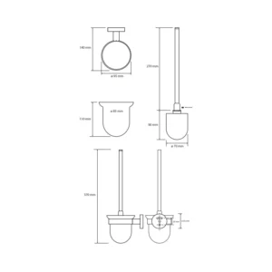 BEMETA WC četka dimenzije 95x370x140 mm
