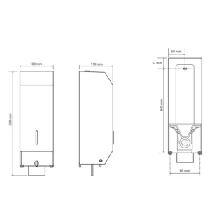 Tehnički crtež dozatora BEMETA dozator dimenzije 100x320x110 mm