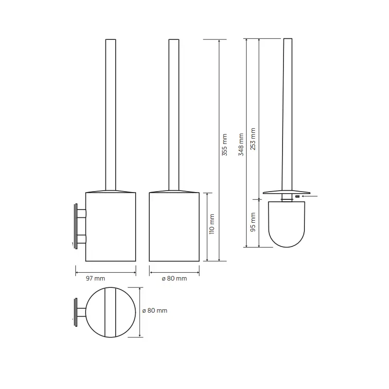BEMETA WC četka dimenzije 80x355x97 mm