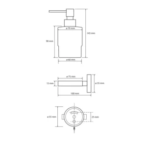 BEMETA Graphit dozator tehnički prikaz