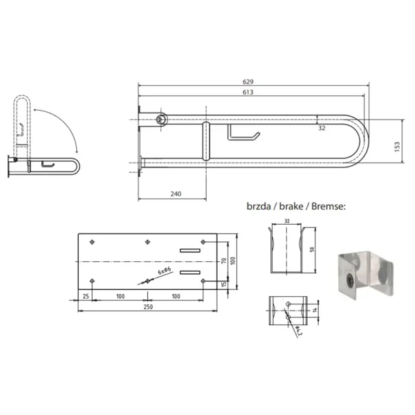BEMETA Help sklopni rukohvat 60 cm 301102271