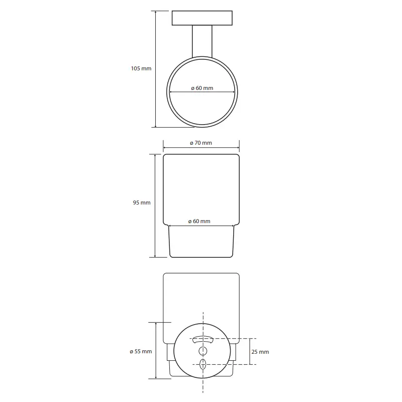 Bemeta Hematit držač čaše dimenzije 159110012