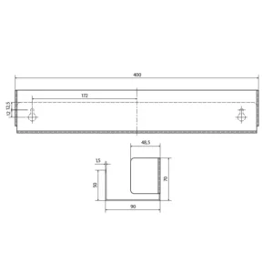 Dimenzije Living police za tuš BEMETA Living polica za tuš dimenzije 40x7x9 cm