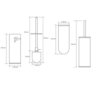 BEMETA Neo wc četka dimenzije 9x38x10.5 cm