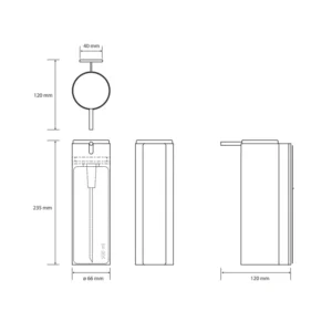 BEMETA Niva dozator za sapun dimenzije 6.6x23.5x12 cm
