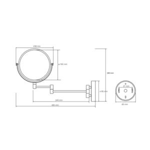 BEMETA ogledalo dimenzije 23.8x25.5x46.5 cm