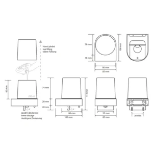 BEMETA dozator dimenzije 8.5x11.4x10 cm