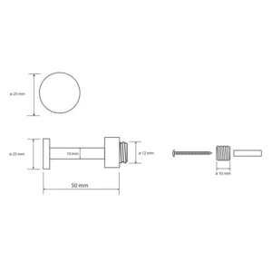 BEMETA vešalica dimenzije 2.5x2.5x5 cm