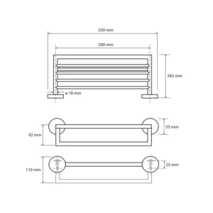 BEMETA polica dimenzije 55x12x26.5 cm