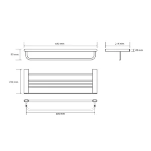 Dimenzije držača BEMETA držač peškira dimenzije 64x9.5x21.4 cm