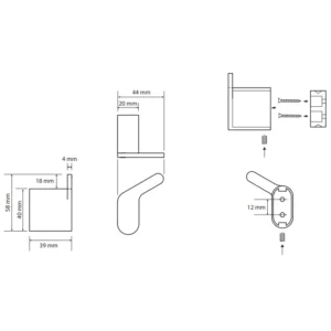 Dimenzije vešalice BEMETA vešalica dimenzije 4.4x5.8x3.9 cm