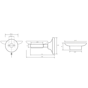 Tehnički crtež BEMETA Retro držača sapuna BEMETA 144308022 tehnički crtež