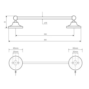 Tehnički crtež BEMETA Retro držača peškira BEMETA 144304012 tehnički crtež