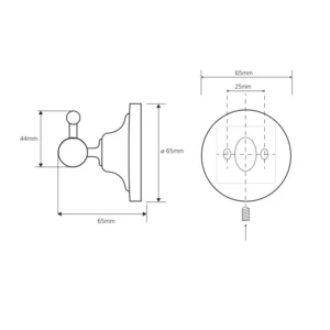 Tehnički crtež BEMETA Retro vešalice BEMETA 144306012 tehnički crtež