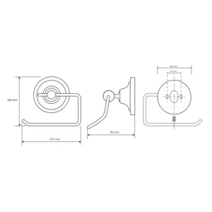 Tehnički crtež BEMETA Retro držača rolopapira BEMETA 144312022 tehnički crtež