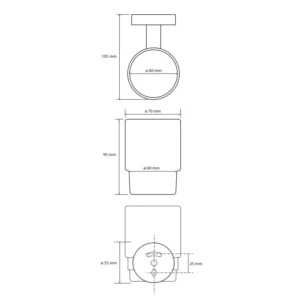 Tehnički crtež držača čaše Amber BEMETA Amber držač čaše tehnički crtež dimenzije