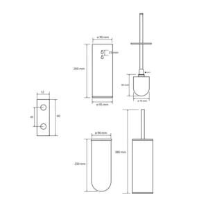 BEMETA Amber wc četka tehnički crtež dimenzije