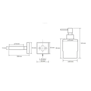 BEMETA Beta dozator za sapun tehnički crtež dimenzije