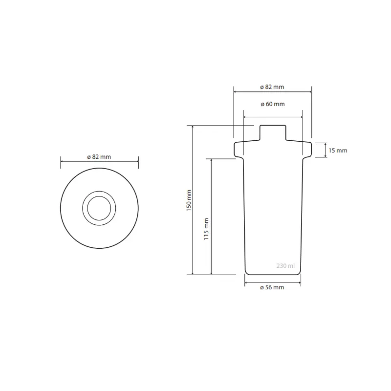 BEMETA rezervna posuda tehnički crtež dimenzije