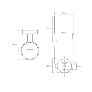 BEMETA Brilo držač čaše tehnički crtež dimenzije