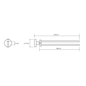BEMETA Brilo držač peškira okretni tehnički crtež dimenzije