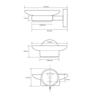 BEMETA Brilo držač sapuna tehnički crtež dimenzije