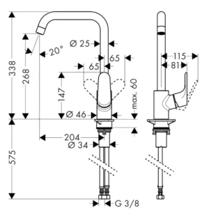 Hansgrohe Focus M41 260 slavina za sudoperu hrom