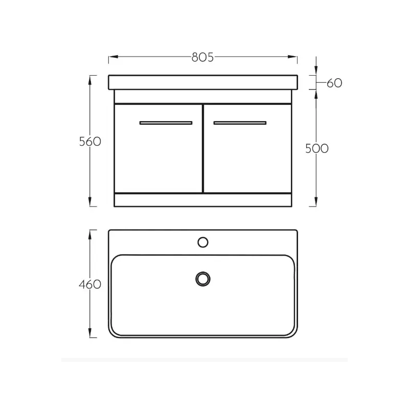 Pino Art Luxor 80 cm lavabo sa ormaricem sa vratima