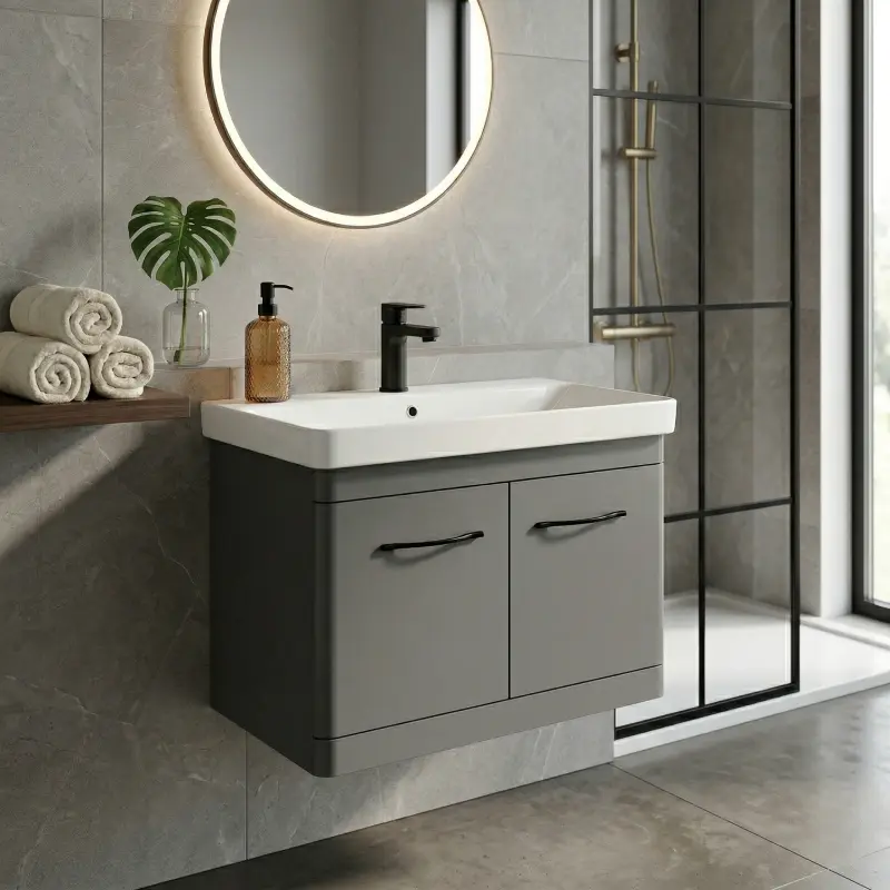 Pino Art Luxor 80 cm lavabo sa ormaricem sa vratima antracit