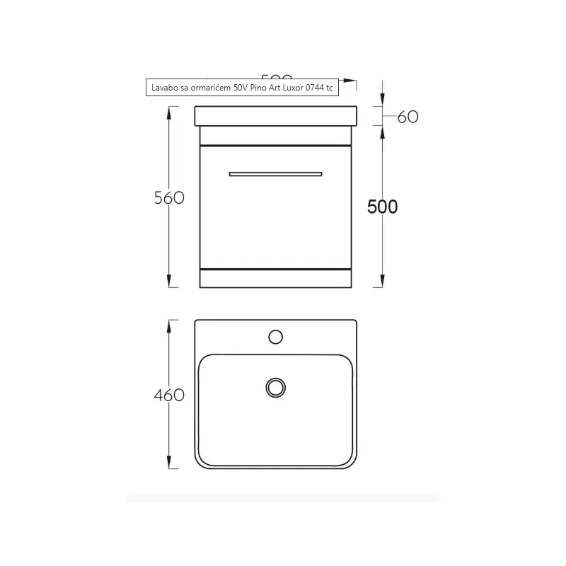 Lavabo sa ormaricem sa vratima Pino Art Luxor 50 cm