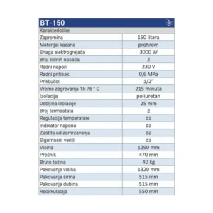 TERMORAD BT 150 l 12150000 tehnički crtež