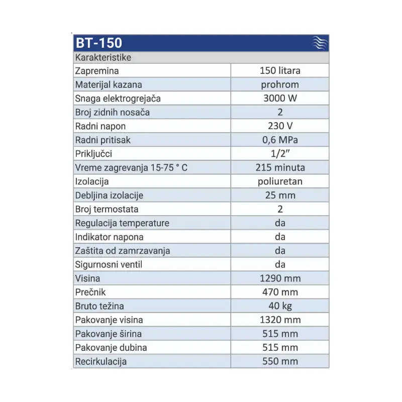 TERMORAD BT 150 l 12150000 tehnički crtež