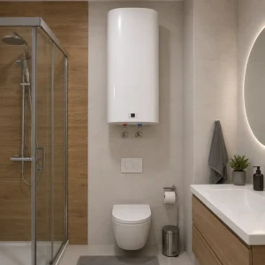 TERMORAD smart bojler BTCDK 80L montiran iznad WC šolje u modernom kupatilu