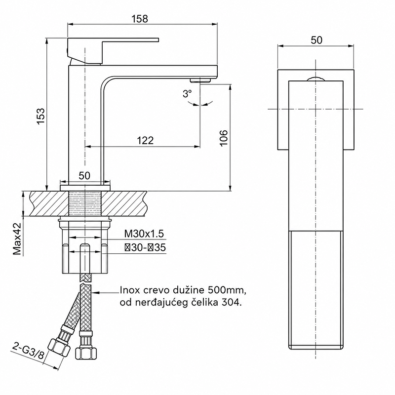 PEŠTAN Fluenta QL slavina za lavabo crna (40010766) - Slika 2