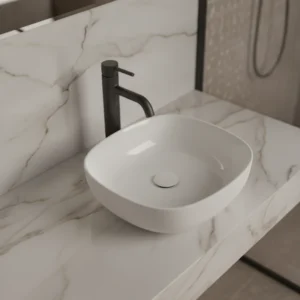Olympia Metamorfosi kvadratni nadgradni lavabo 45 × 45 cm beli (MET42O4001)