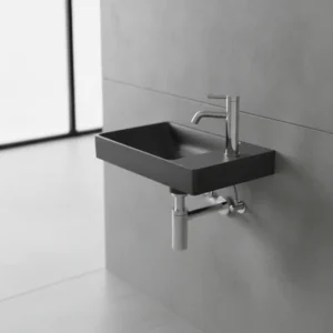 Roca Ona kompaktni konzolni lavabo 45×26 cm sa posudom levo – mat crna (A327681080)