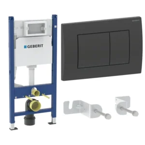Geberit DuofixBasic Delta set sa mat crnom pravougaonom Delta20 tipkom i setom za montažu
