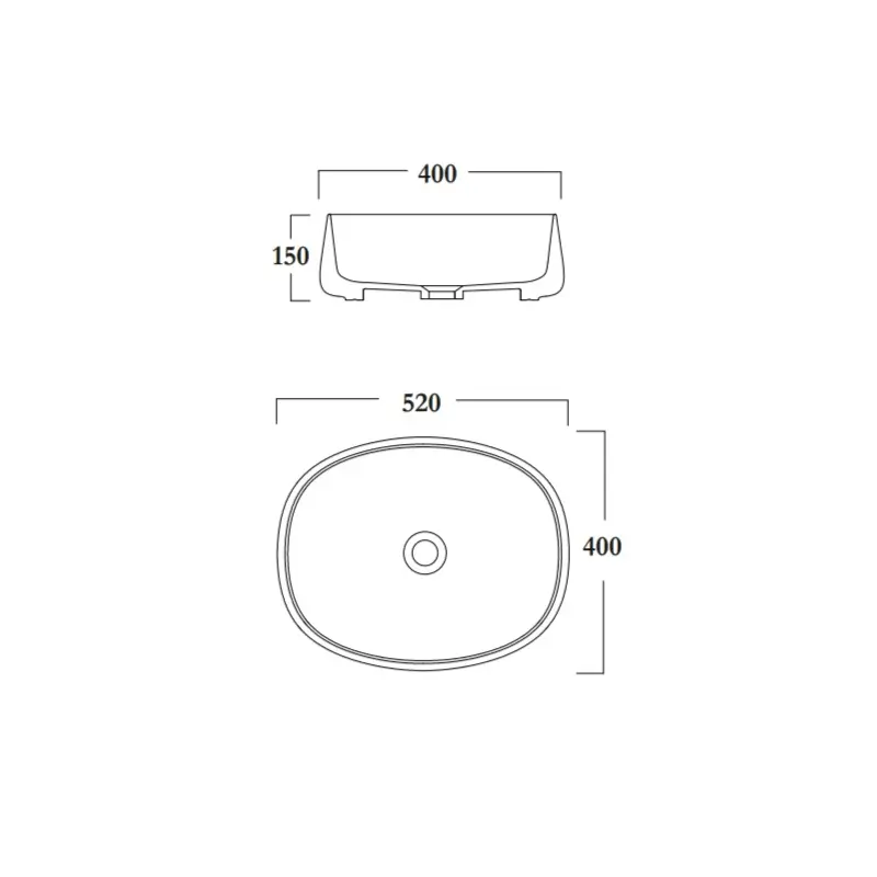 Olympia Wave WAV42RE50001 beli ovalni nadgradni lavabo 52 × 40 cm
