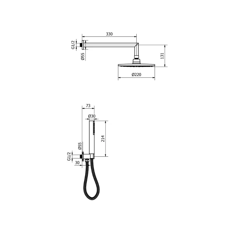 Teorema Goodlife 2u1 set ugradni mešač sa prebacivačem i okrugli tuš set 220 mm (TEO2u1) - Slika 3