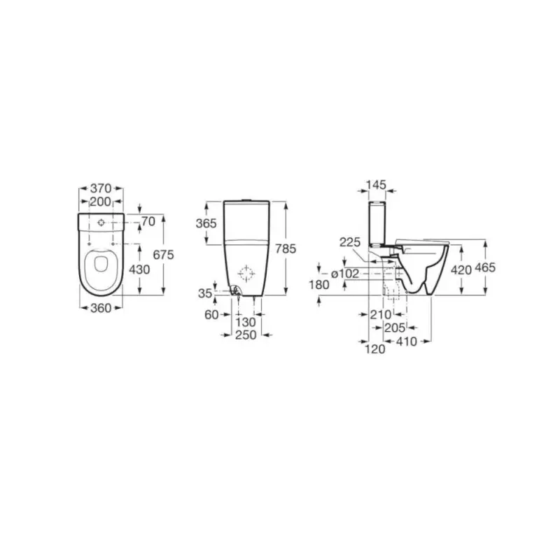 Roca Ona A342687000 monoblok Rimless WC šolja u beloj boji