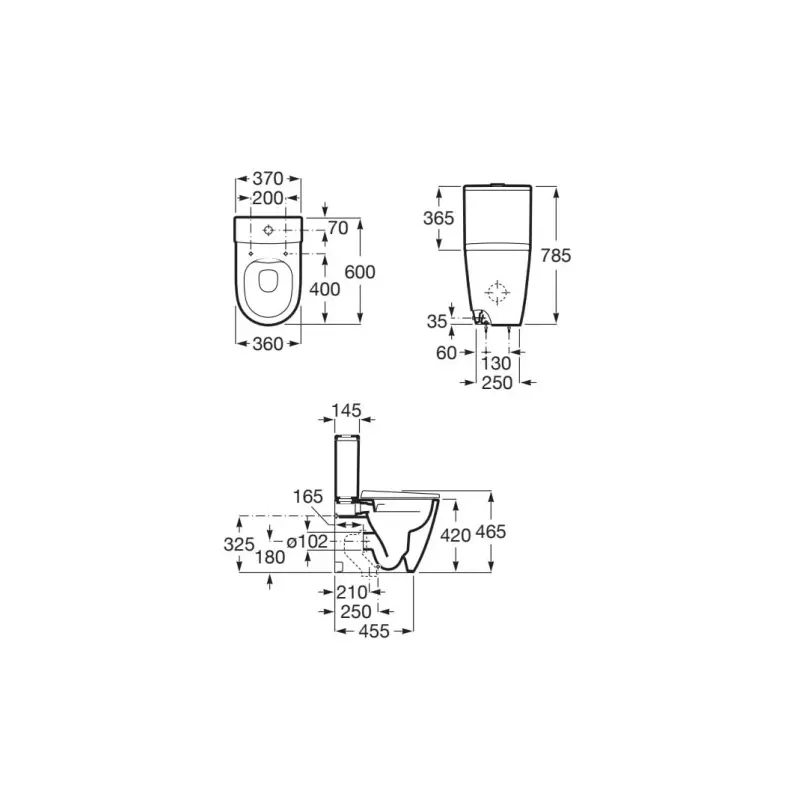 Roca Ona kompaktna monoblok Rimless WC šolja (A342688000) - Slika 3