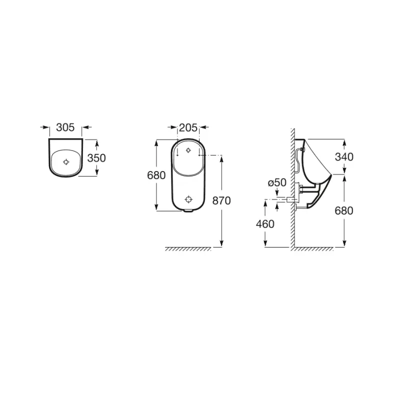 Roca Proton A3590J5000 elektronski Rimless pisoar sa zadnjim dovodom vode