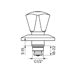 ROSAN PGD1512P virbla ventila 1/2" tehnički prikaz