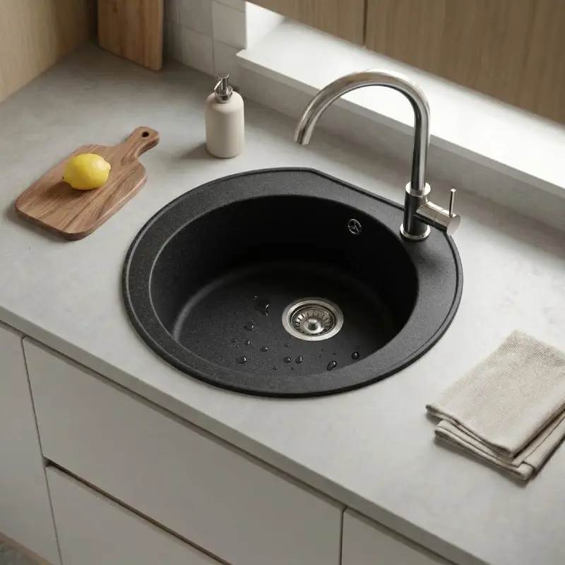 Metalac xOmega granitna sudopera 52x48 cm crna (177009) - Slika 2